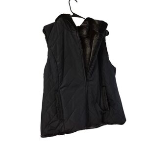 Kristen Blake Faux Fur Reversible Vest With Hood Size XL